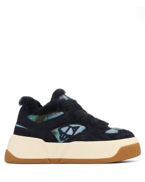 Naked Wolfe Crash Hairy Cow Suede Wol Sneakers Dames Donkerblauw | TEL677ZA