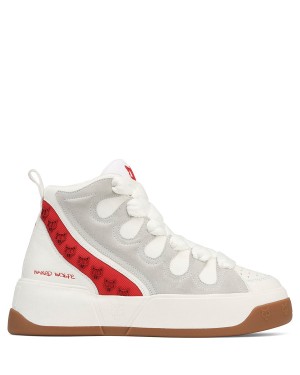 Naked Wolfe King Leren Sneakers Heren Wit Rood | NDV1768YX