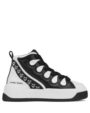 Naked Wolfe King Leren Sneakers Heren Zwart Wit | DZK2587MA