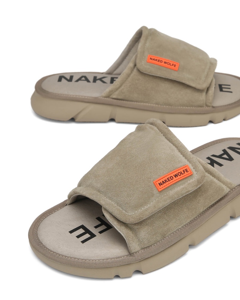 Naked Wolfe Alaska Suede Badeslippers Heren Grijs Bruin | KXG3196JR