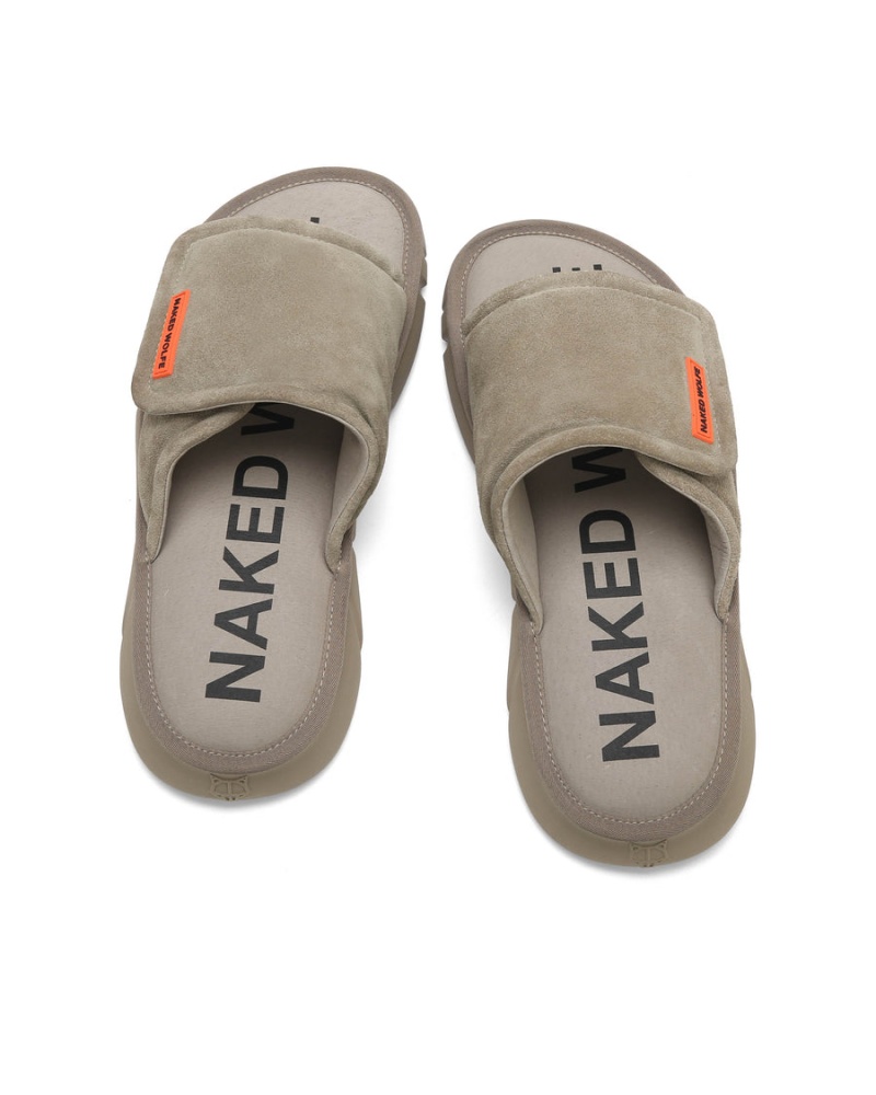 Naked Wolfe Alaska Suede Badeslippers Heren Grijs Bruin | KXG3196JR