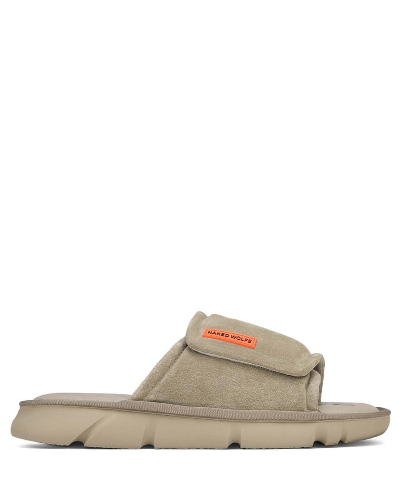 Naked Wolfe Alaska Suede Badeslippers Heren Grijs Bruin | KXG3196JR