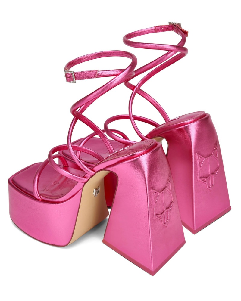 Naked Wolfe Angel Metallic Hakken Sandalen Dames Roze | NYZ1759BT