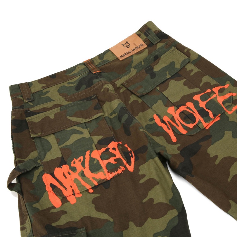 Naked Wolfe Baggy Pocket Cargo Logo Broek Heren Groen Zwart | BWL2781ZB