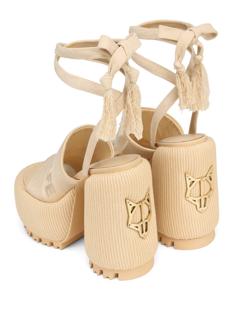 Naked Wolfe Beach Hakken Sandalen Dames Wit Beige | OMV446DW