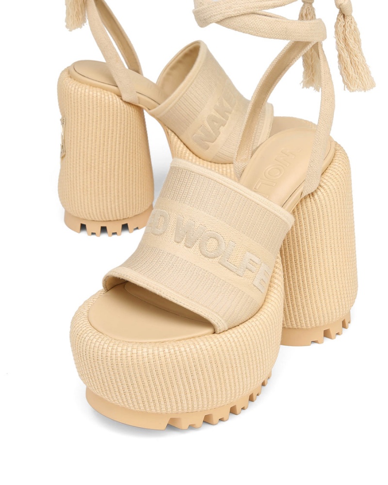 Naked Wolfe Beach Hakken Sandalen Dames Wit Beige | OMV446DW