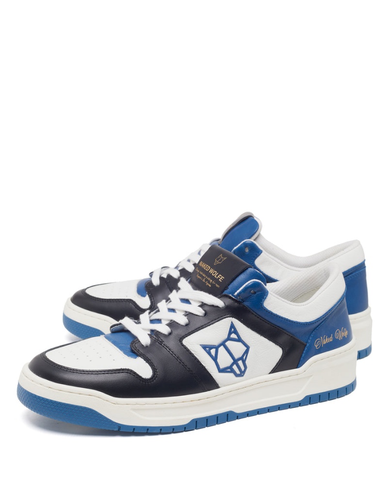 Naked Wolfe CM-01 Leren Sneakers Heren Blauw Zwart Wit | WDL4473FZ