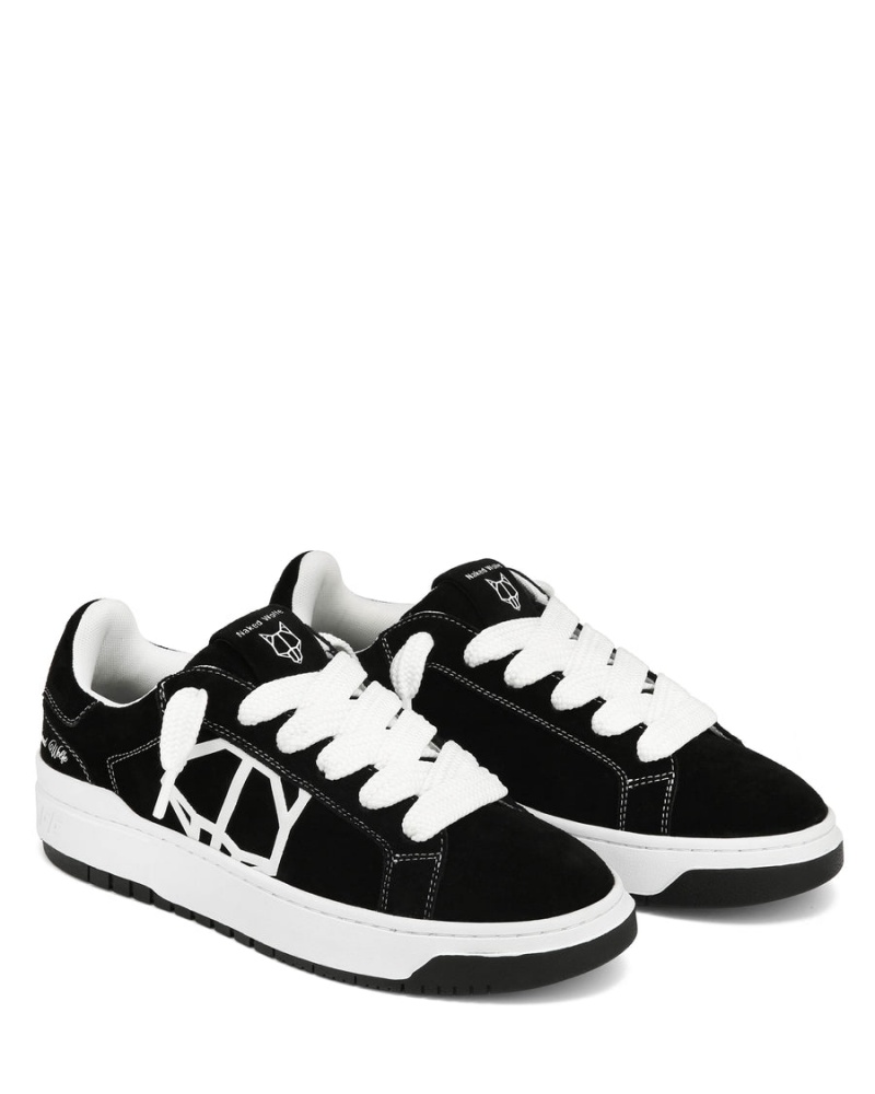 Naked Wolfe Chrome Suede Sneakers Heren Zwart | WII90100ZK