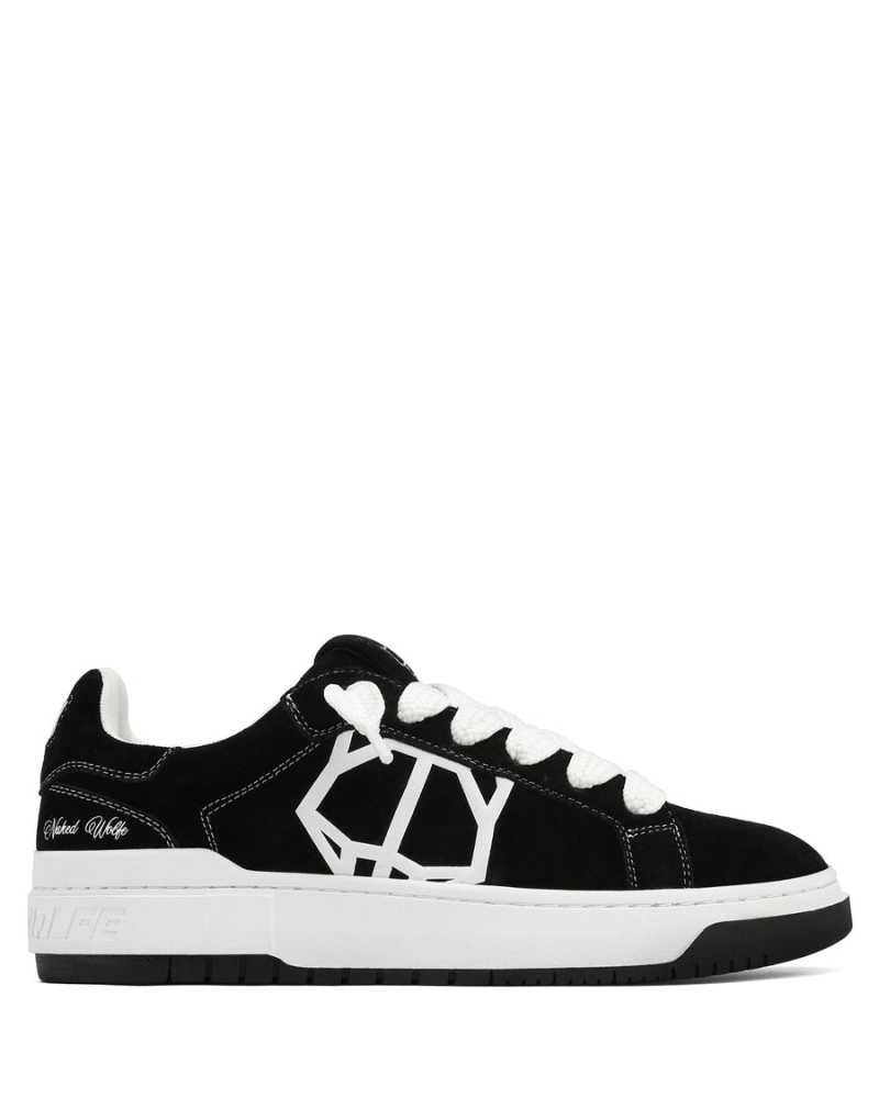 Naked Wolfe Chrome Suede Sneakers Heren Zwart | WII90100ZK