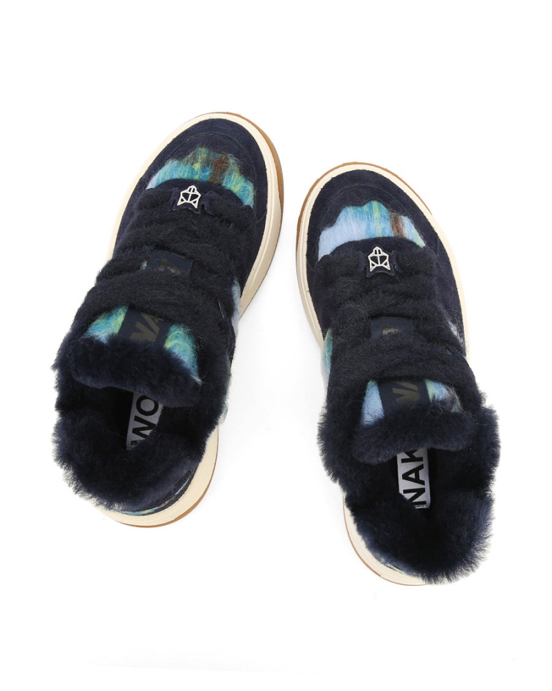 Naked Wolfe Crash Hairy Cow Suede Wol Sneakers Dames Donkerblauw | TEL677ZA