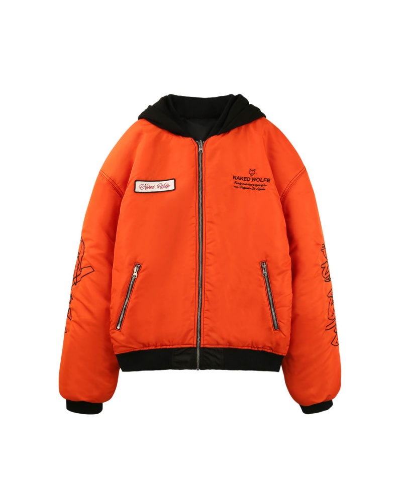 Naked Wolfe Double Sided Bomber Jassen Heren Zwart Oranje | WGQ736MX