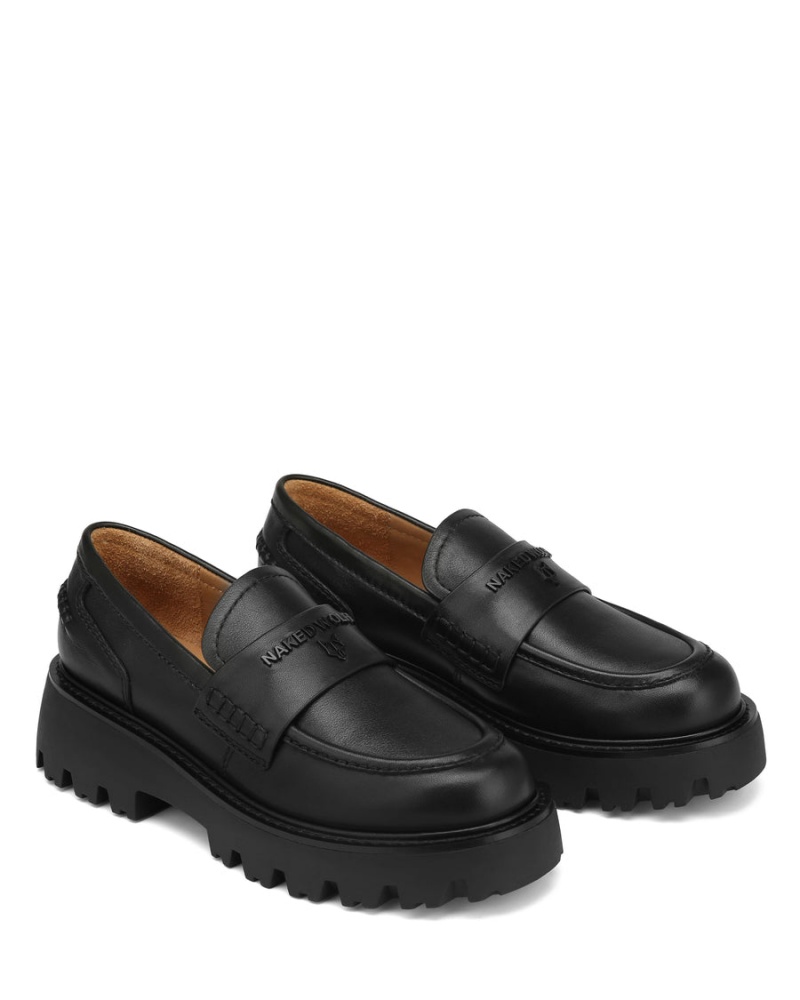 Naked Wolfe Flawed Leren Loafers Dames Zwart | WZA2249JN