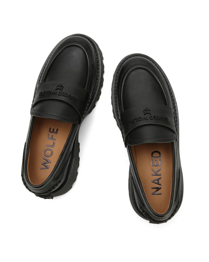 Naked Wolfe Flawed Leren Loafers Dames Zwart | WZA2249JN