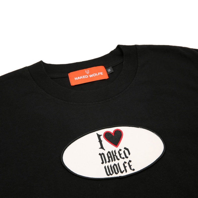 Naked Wolfe I Love T-shirts Heren Zwart | CZC4724QF