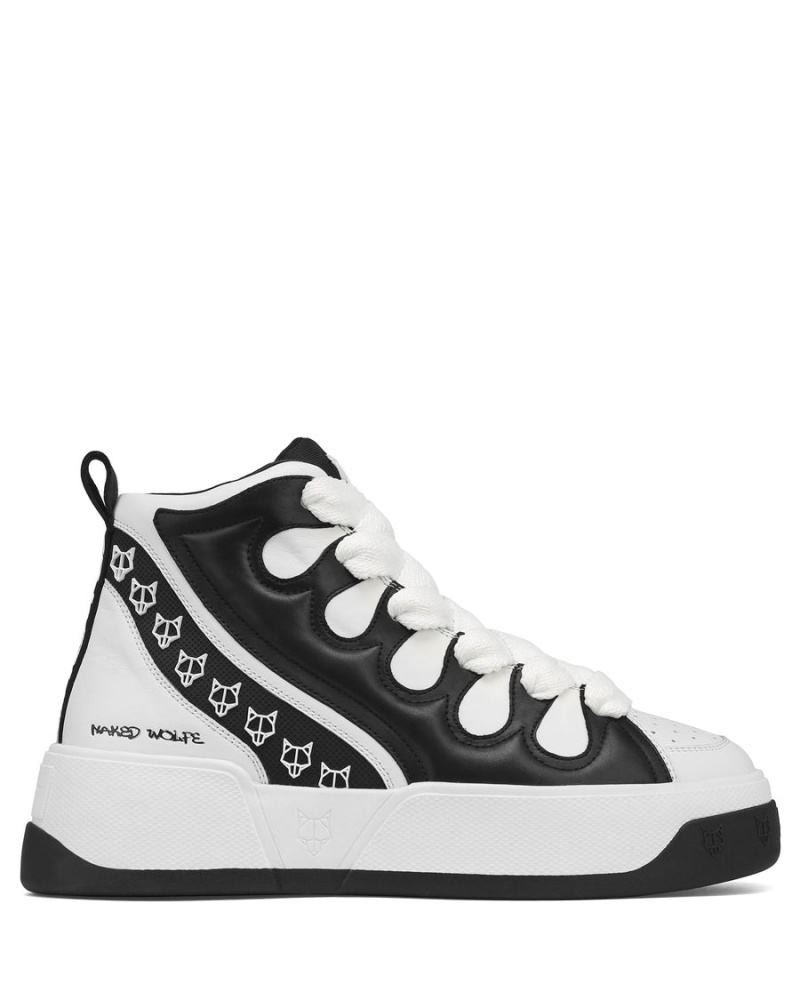 Naked Wolfe King Leren Sneakers Heren Zwart Wit | DZK2587MA