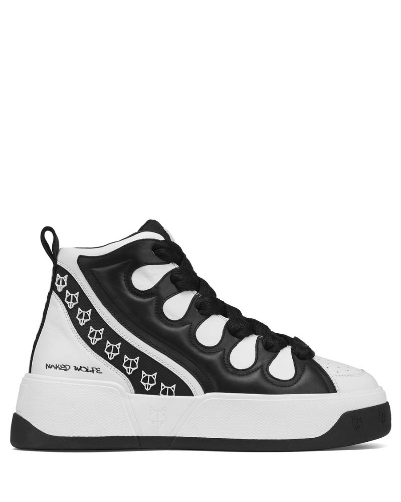 Naked Wolfe King Leren Sneakers Heren Zwart Wit | DZK2587MA