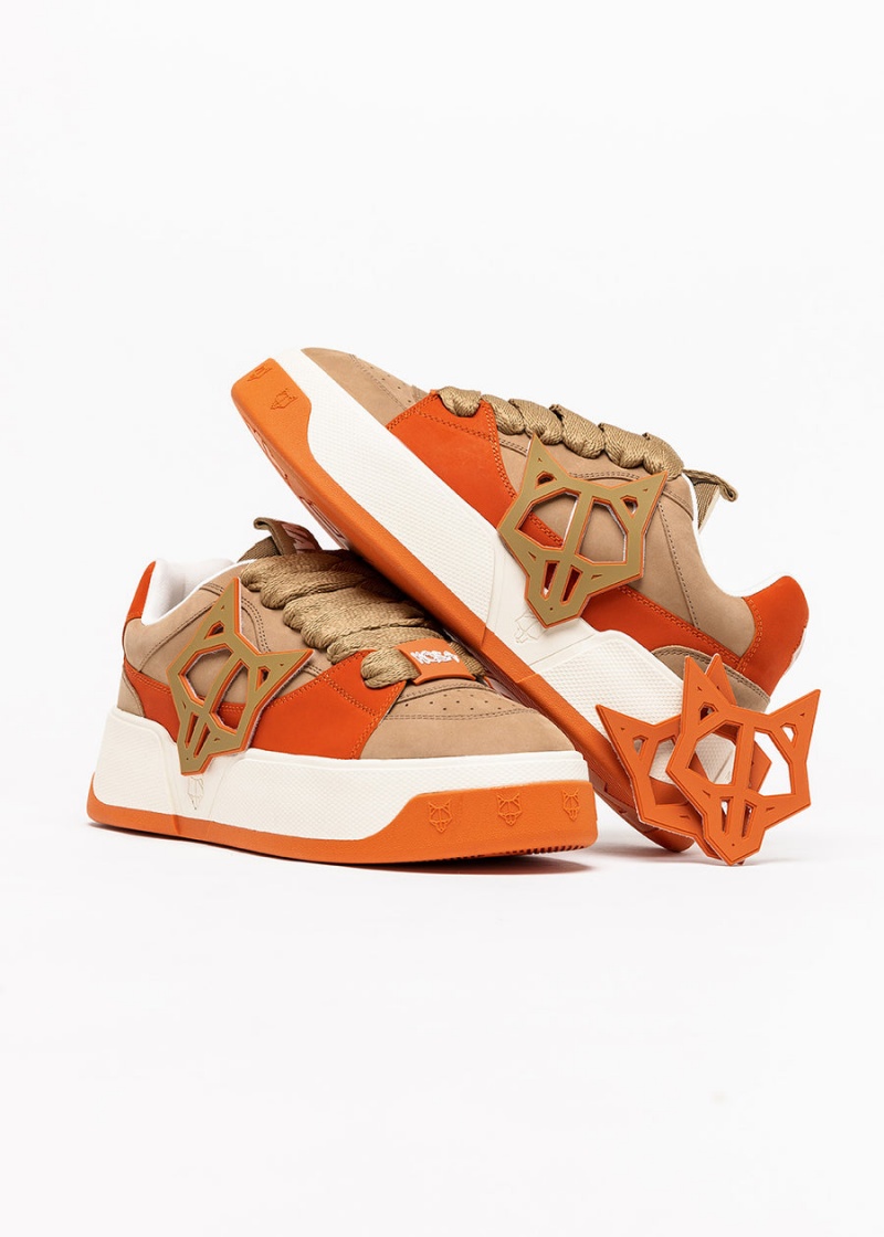 Naked Wolfe Kosa Sneakers Heren Khaki Oranje Wit | IFG524QD