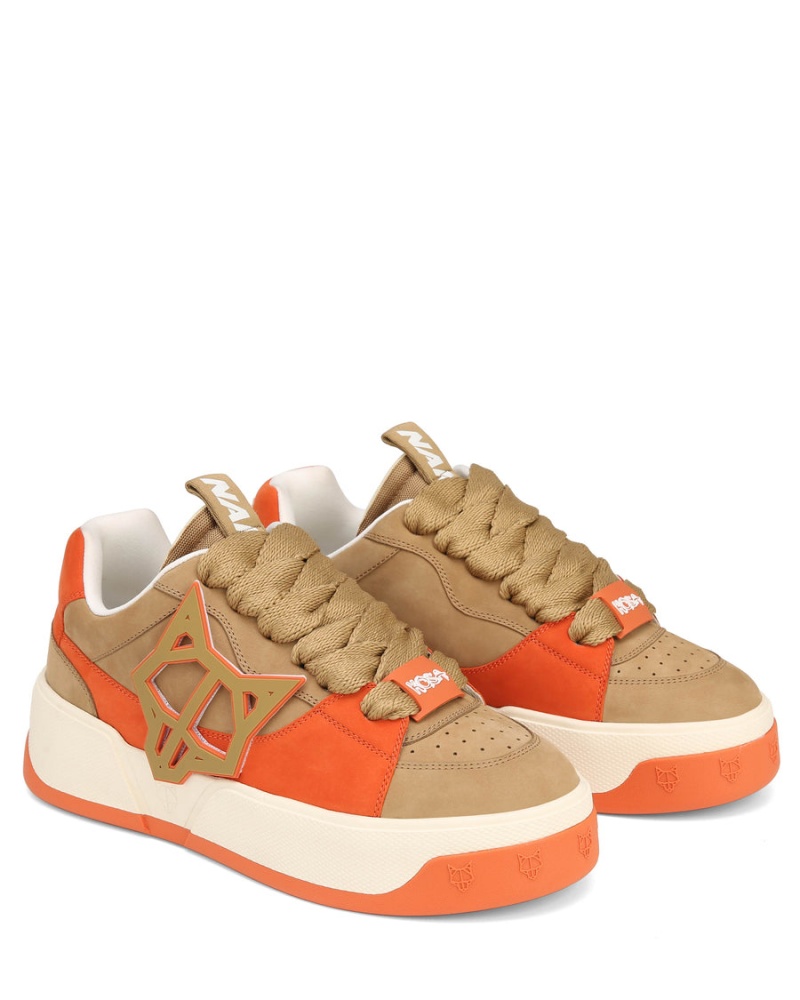 Naked Wolfe Kosa Sneakers Heren Khaki Oranje Wit | IFG524QD