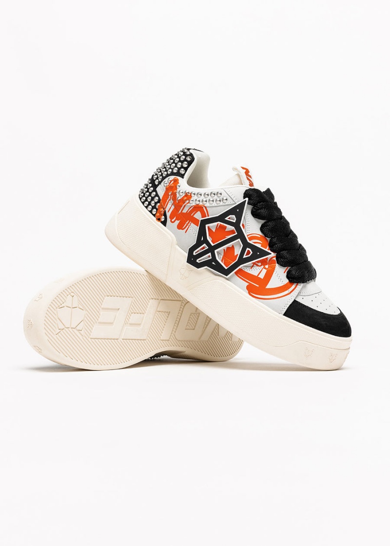 Naked Wolfe Kosa Sneakers Heren Zwart Wit Oranje | IPW2230MW