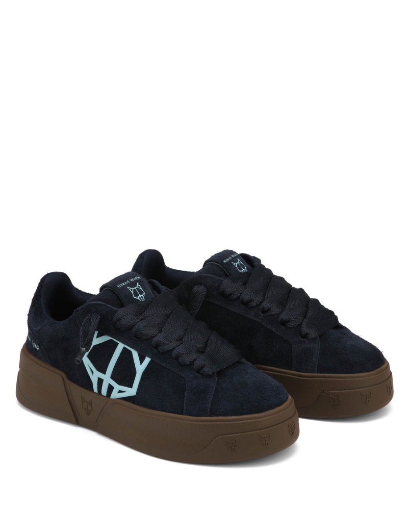 Naked Wolfe Kray Hairy Cow Suede Sneakers Heren Donkerblauw | DNL2495GO