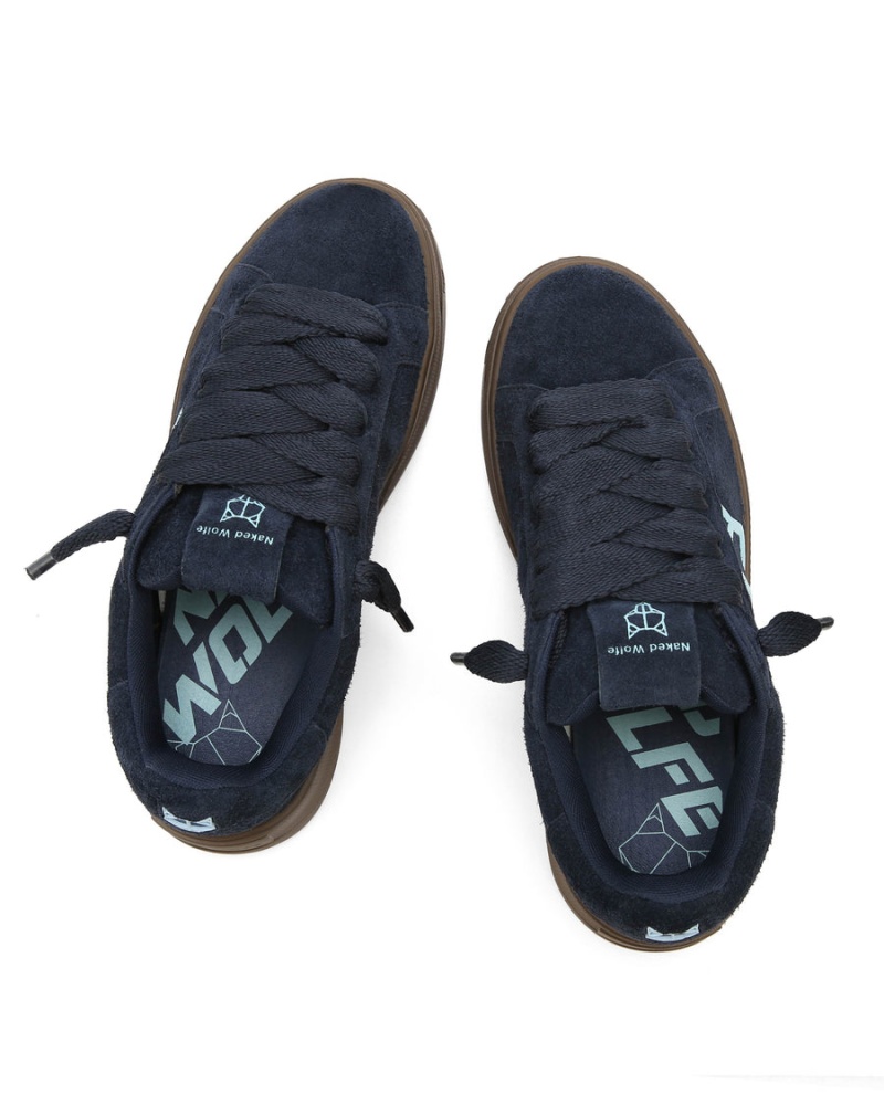 Naked Wolfe Kray Hairy Cow Suede Sneakers Heren Donkerblauw | DNL2495GO