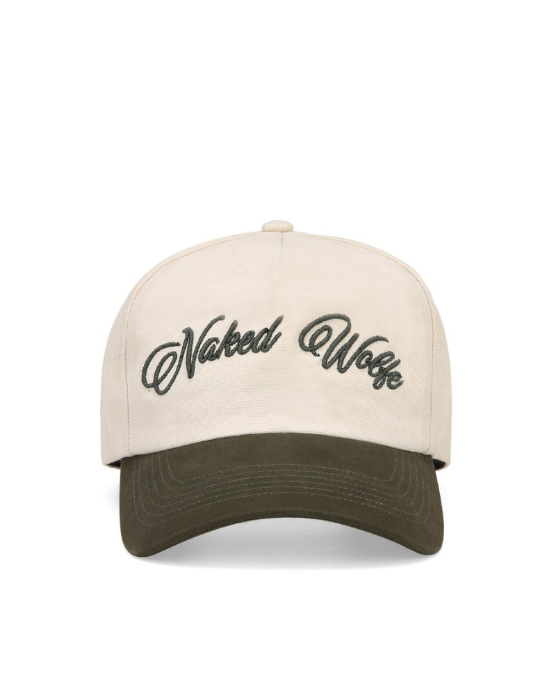 Naked Wolfe Signature Unconstructed Caps Heren Beige Wit Groen | OYS5796RG