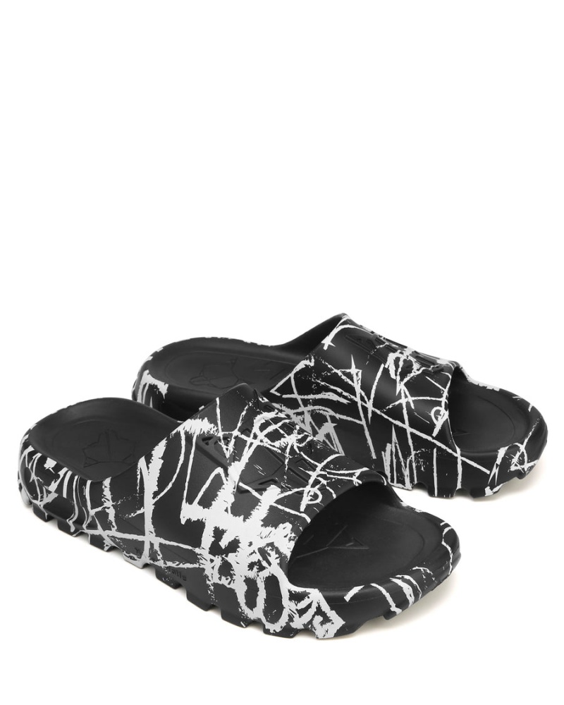 Naked Wolfe Tommy Badeslippers Heren Zwart Wit | QFB7627FV