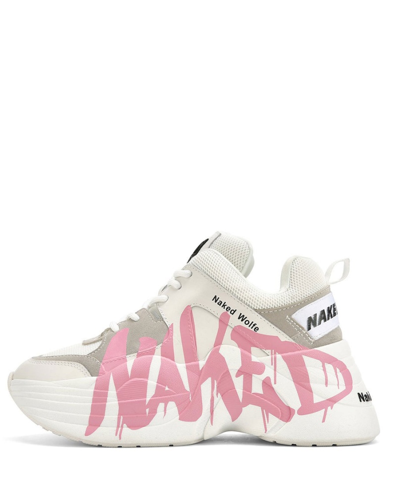 Naked Wolfe Track Logo Sneakers Dames Wit Roze | DWH5560HX