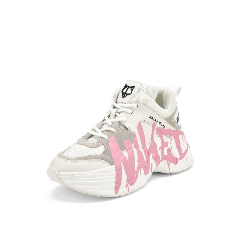 Naked Wolfe Track Logo Sneakers Dames Wit Roze | DWH5560HX