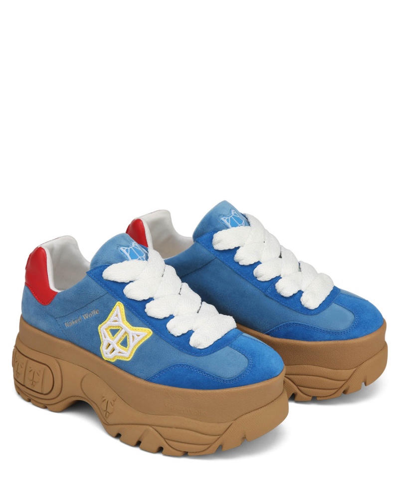 Naked Wolfe Warrior Velvet Sneakers Dames Blauw Rood | DHP1959PM