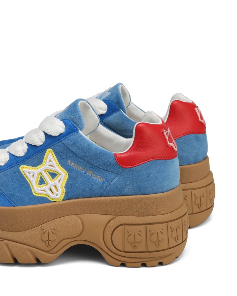 Naked Wolfe Warrior Velvet Sneakers Dames Blauw Rood | DHP1959PM