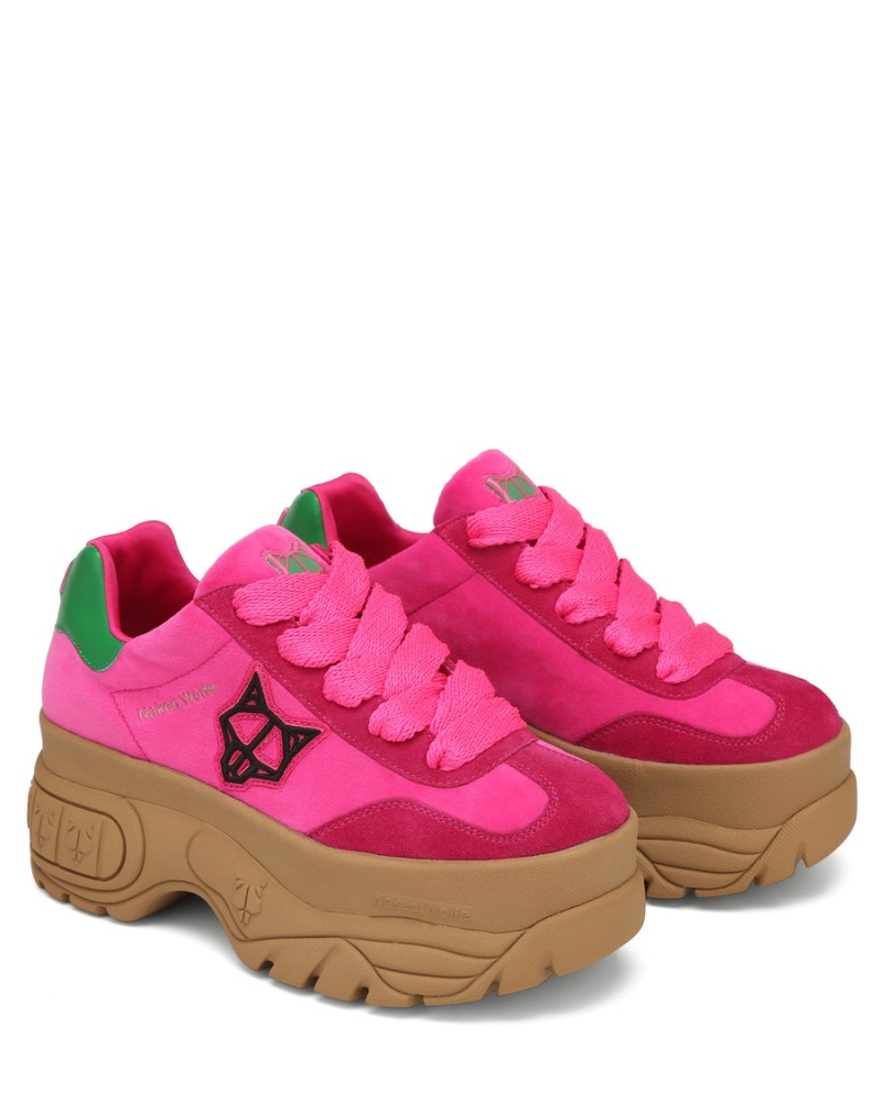 Naked Wolfe Warrior Velvet Sneakers Dames Roze Groen | ERR2153RF