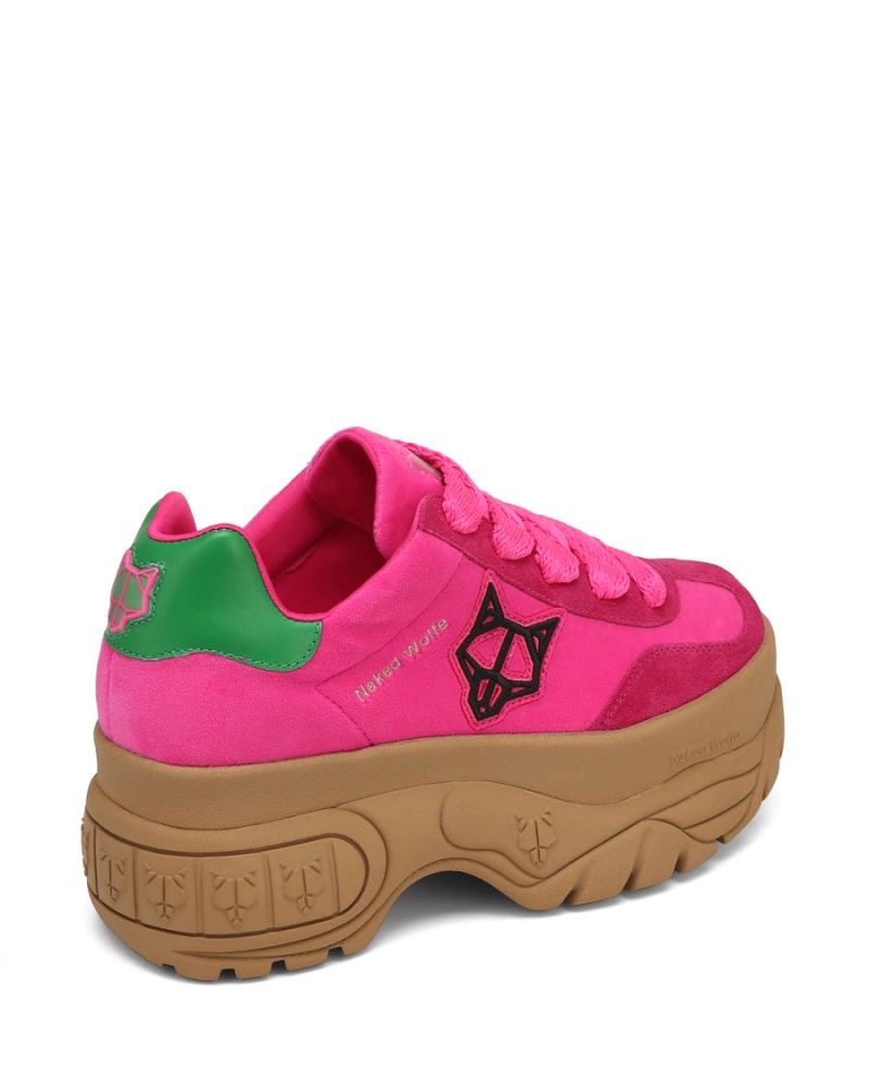 Naked Wolfe Warrior Velvet Sneakers Dames Roze Groen | ERR2153RF