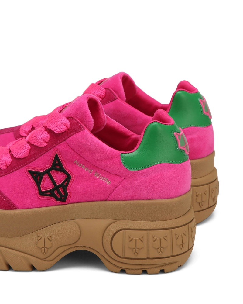 Naked Wolfe Warrior Velvet Sneakers Dames Roze Groen | ERR2153RF